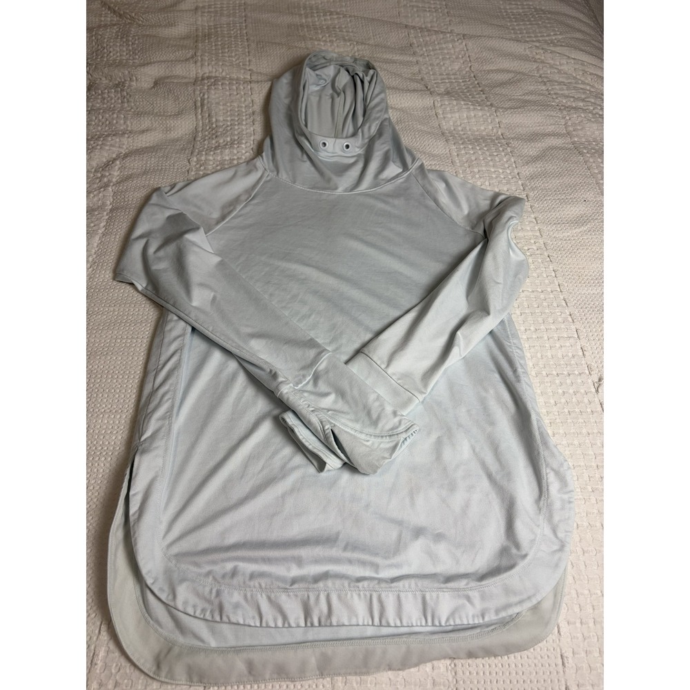 Athleta Womens Light Blue High Neck Hoodie Thumbhole Activewear Top XS